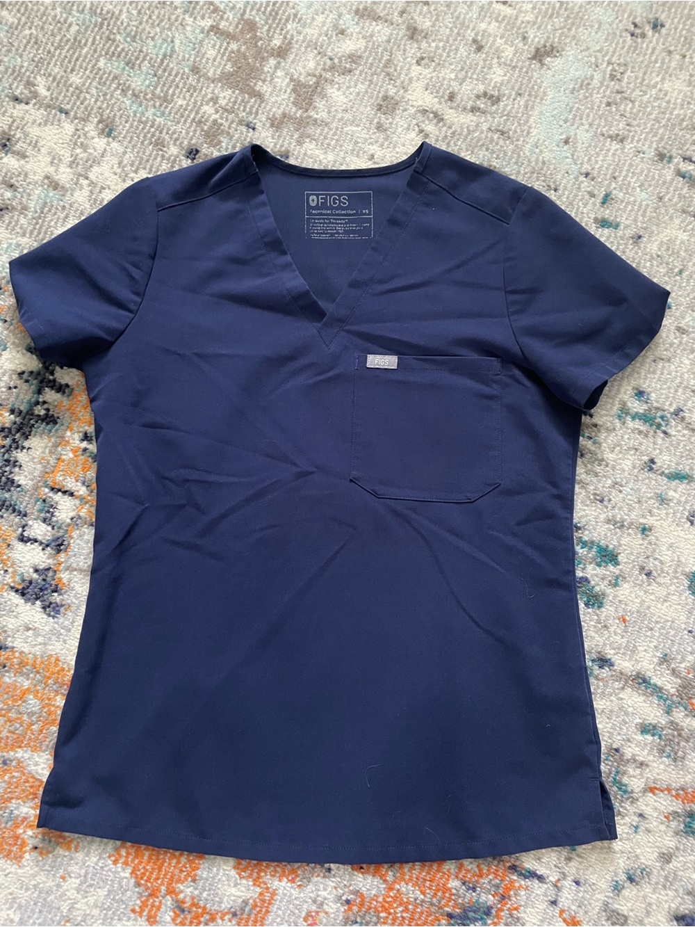 FIGS Women's Navy V-Neck Tunic Top